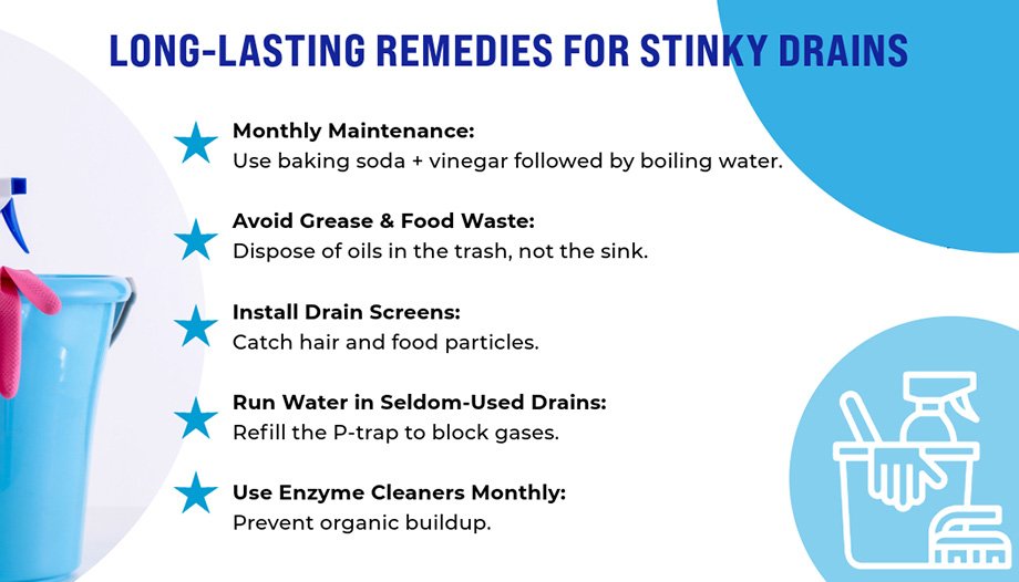 infographic on prevention measure to keep your drain away from smell 