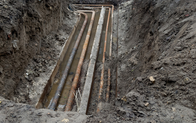 water line replacement by tradition method of trenching and digging