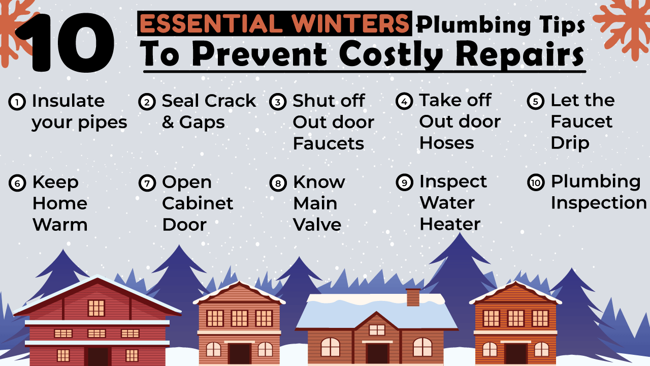 infographic for 10 plumbing tips to winterize your home
