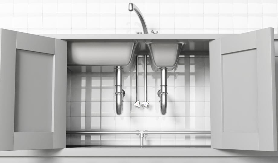 open cabinet door to let air flow around the pipe that expose to exterior wall