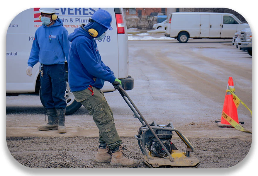Worker working at industrial Plumbing Services