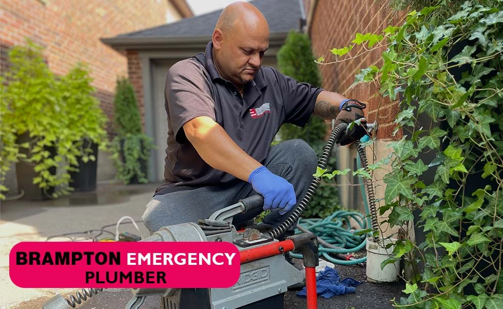 Plumber removing root from drain line using auger snake